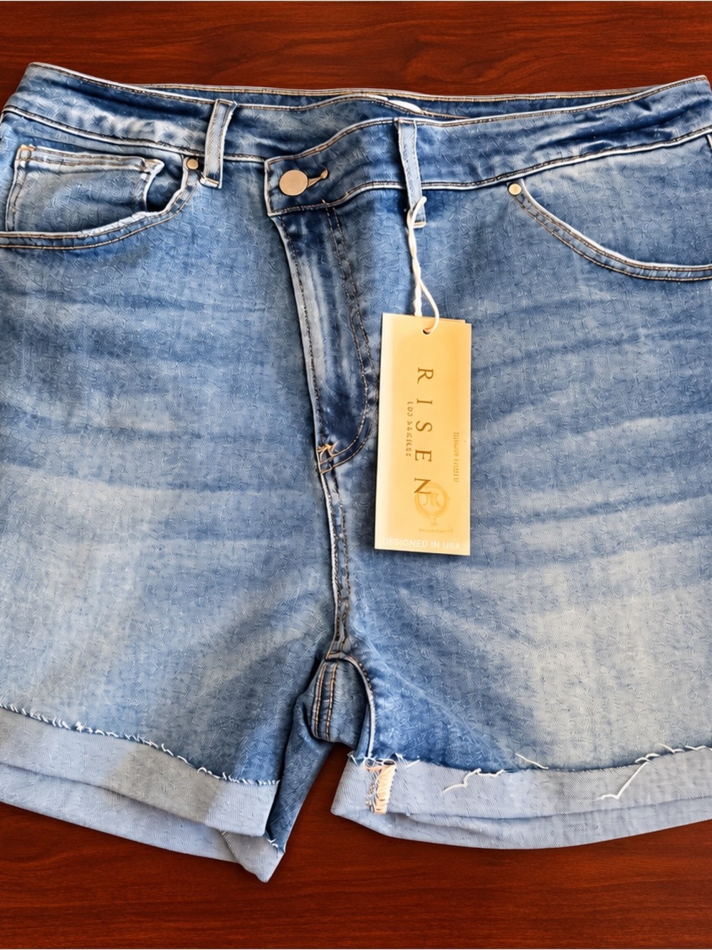 NWT Risen Jeans 2XL Plus Size Denim Shorts High Rise Cuffed Stretch